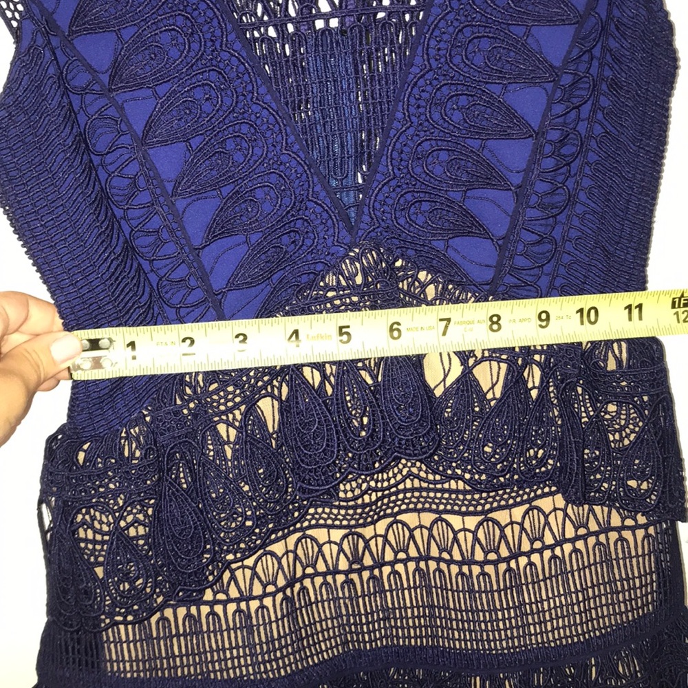NWT Self-Portrait Teardrop Guipure Dress navy blue - Picture 5 of 8